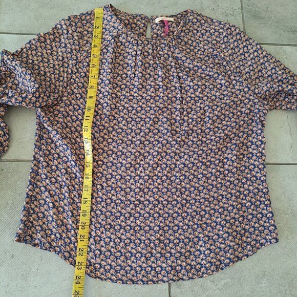 Essentiel Blue Brown‎ long sleeve Top size L - Picture 4 of 5